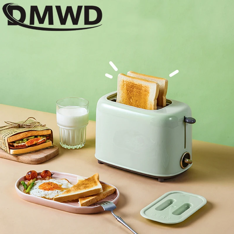 DMWD Household Toaster With 2 Slices Slot Automatic Warm Multifunctional Breakfast Bread Baking Machine 680W Toast Maker EU US