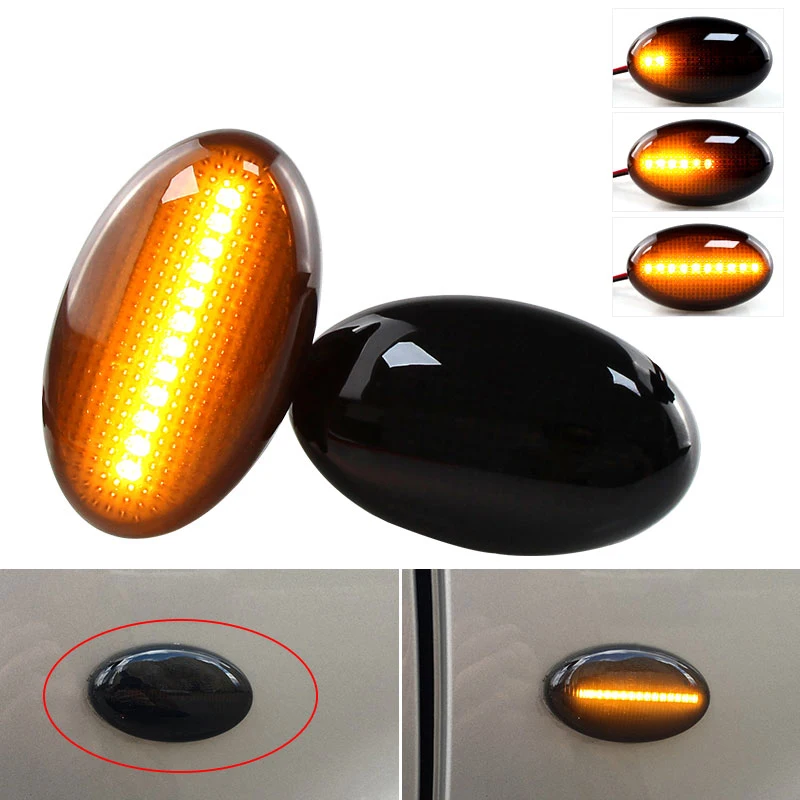 2pcs for Mercedes-Benz Smart W450 &W452 1998-2007 A-Class W168 97-04 LED Dynamic Turn Signal Lights Side Marker Car Accessories