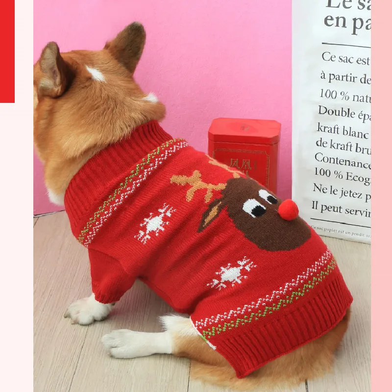 2023 Welsh Corgi Dog Clothes,Winter Dog Sweater,Christmas Pet Coat,Labrador,Golden Retriever,Medium & Large Dogs Xmas Clothing