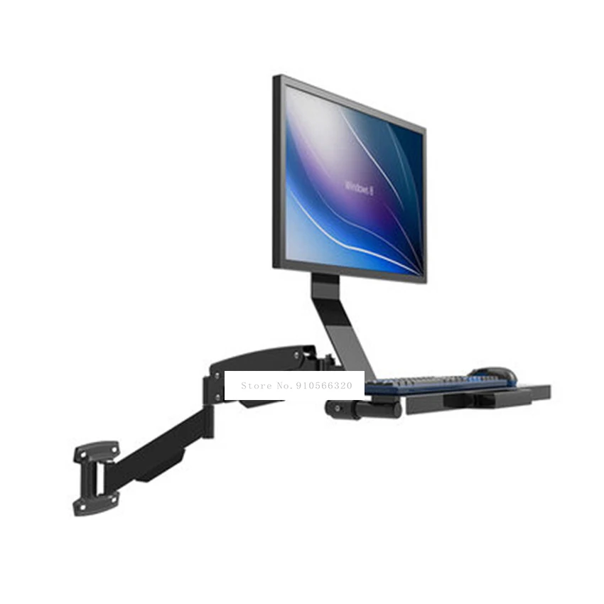 W802B Wall Mount Gas Spring Monitor Keyboard Tray Holder LCD Monitor Holder Arm TV Mount Sit-Stand Working Station Loading