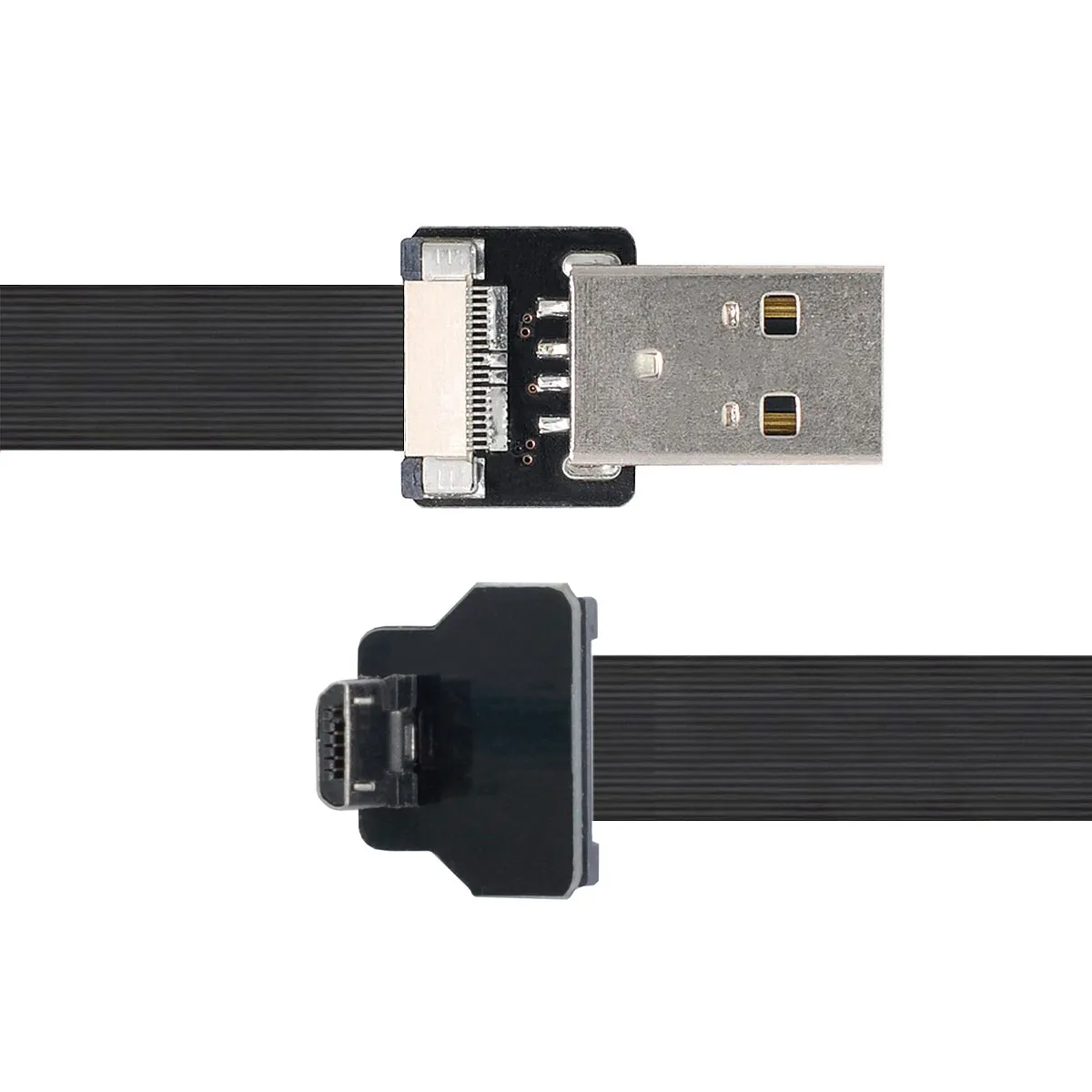 

CYSM Up Angled USB 2.0 Type-A Male to Micro USB 5Pin Male Data Flat FPC Cable for FPV & Disk & Phone