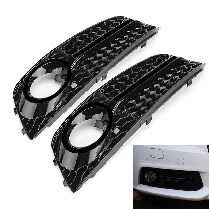 1 Pair A4 B8 Car Front Bumper Fog Light Grille Grill Cover Trim For Audi A4 B8 2009-2012 Base Sedan 4-Door Standard Bumper