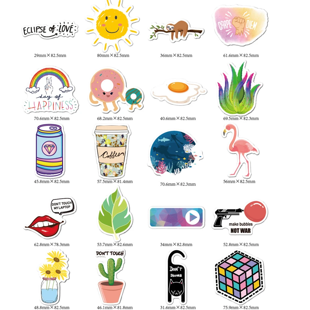 45PCS Cute Laptop Sticker Vsco Girls Style Waterproof Computer Stickers Fridge Suitcase Decal Stickers forMacbook/HP/Huawei Skin