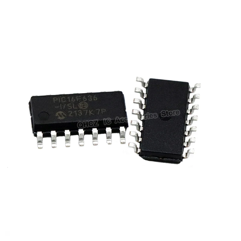 3pcs/lot PIC16F636-I/SL  SOIC-14 150mil 2V ~ 5.5V 14-Pin Flash-Based, 8-Bit CMOS Microcontrollers with nanoWatt Technology