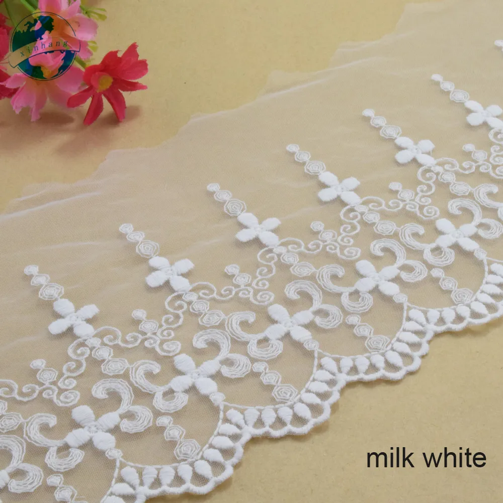 3yards 13cm wide polyester embroidery lace sewing ribbon guipure trim wedding decoration DIY dolls colthes Accessories lace#4052