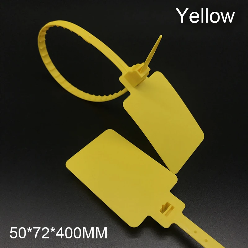 20Pcs Plastic Big Plate Tags Disposable Security Seal Blank Label Tag Marker Off Yellow White Zip Tie 50x72mm