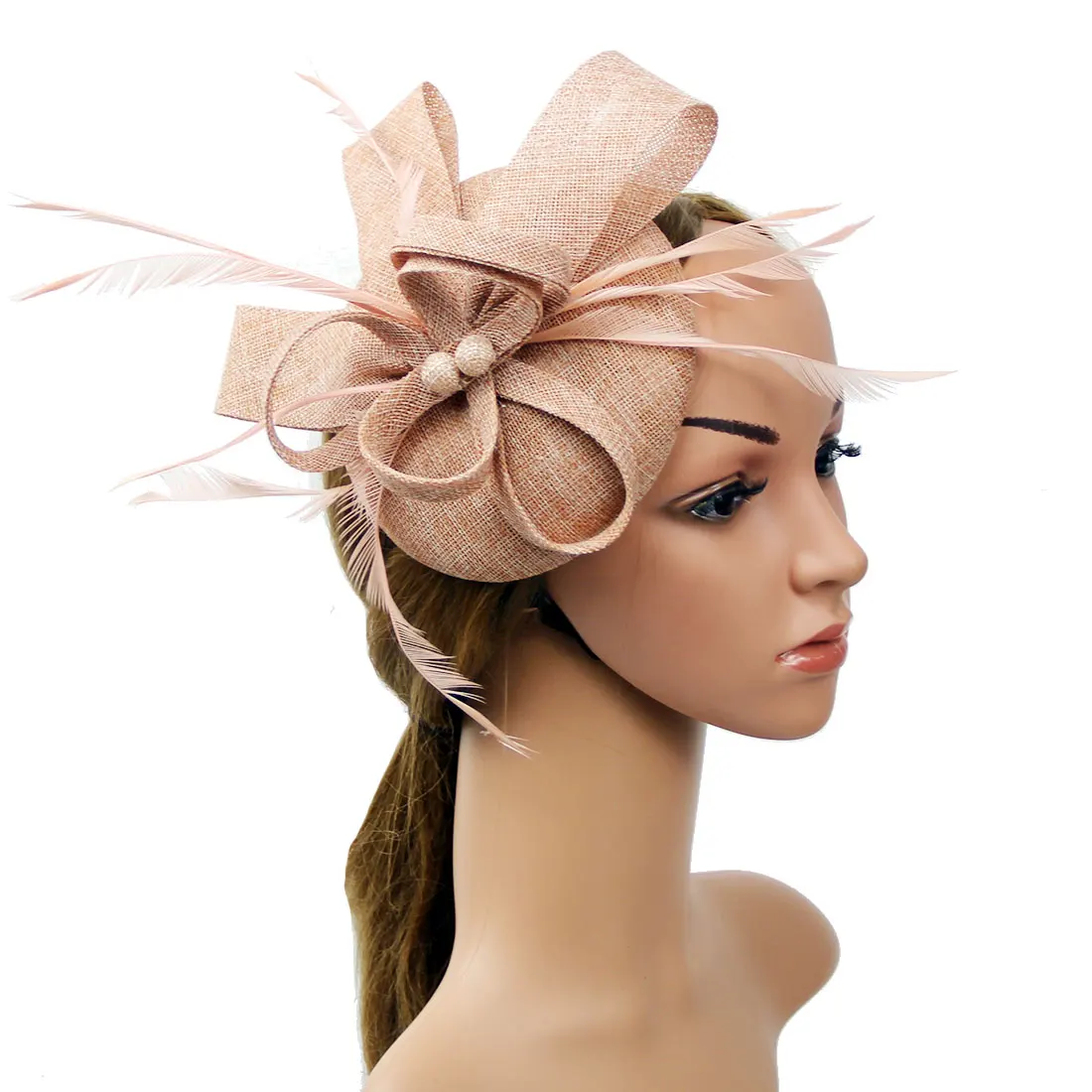 New Women Girls Fascinators Hat Dual-Use Cocktail Tea Party Headband Flower Mesh Feathers Hair Clip for Ladies Elegant Headdress