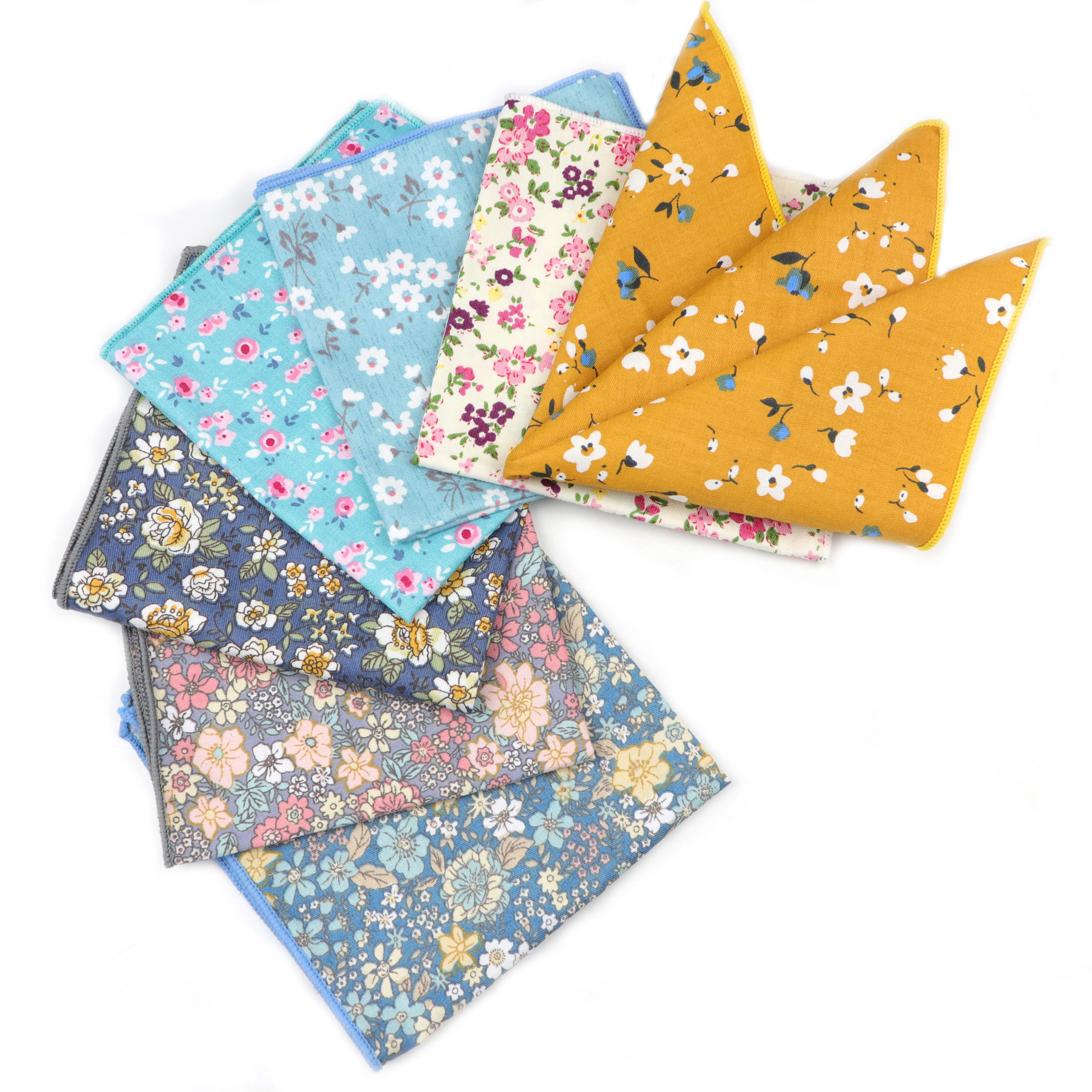 Vintage Floral Cartoon Printed Handkerchief Cotton Women Men Wedding Suits Pocket Square Adult Gift Accessory High Quality