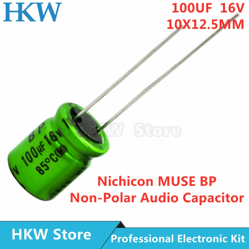 10pcs/lot UES1C101MPM 100UF 16V 10X12.5mm Nichicon MUSE BP ES Non Polar Bipolar HiFi Audio Capacitor 16V100UF New and Original