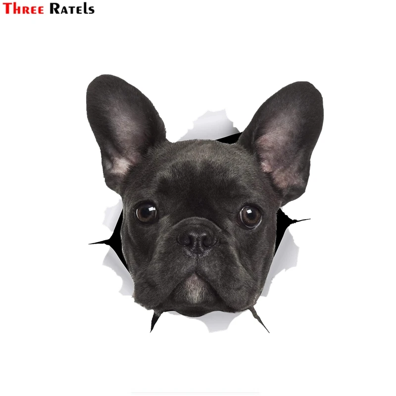 

Three Ratels 1068 3D Black French Bulldog Sticker Dog Decals For Walls Cars Motorcycle Toilet Luggage Skateboard Laptop