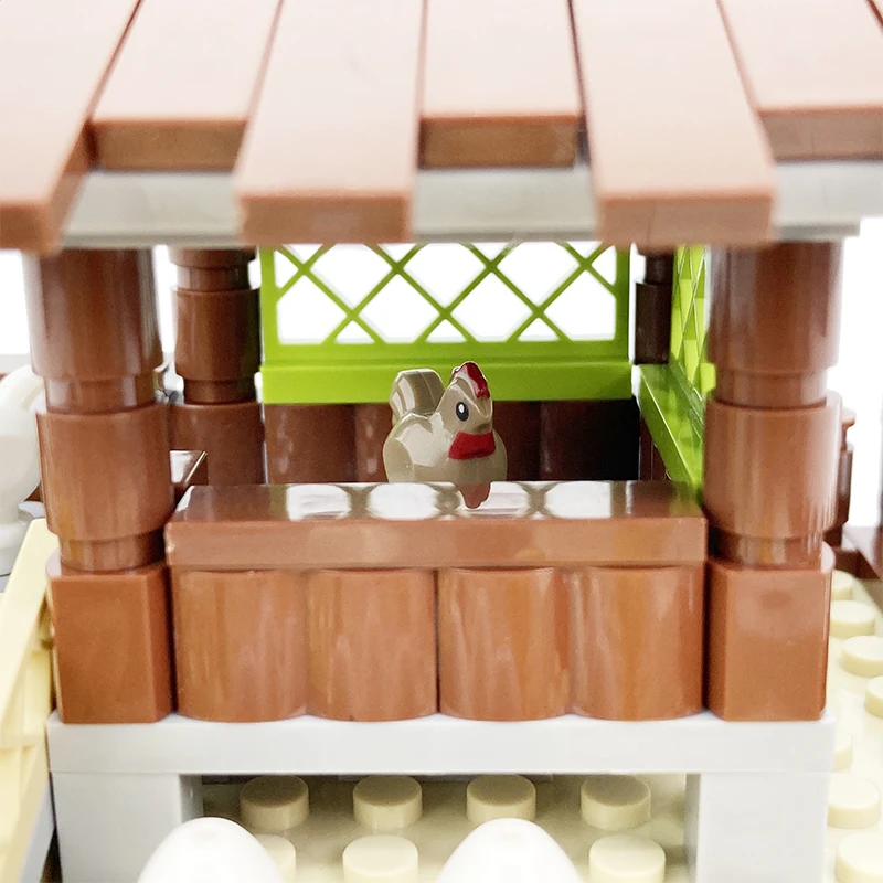 MOC Bauernhof Tiere Bausteine Stadt ChickenCoop Hen House Spielzeug DIY Blöcke Spielzeug für Kinder Jungen Mädchen Geschenk Juguetes Kinder Spielzeug – Detail 2