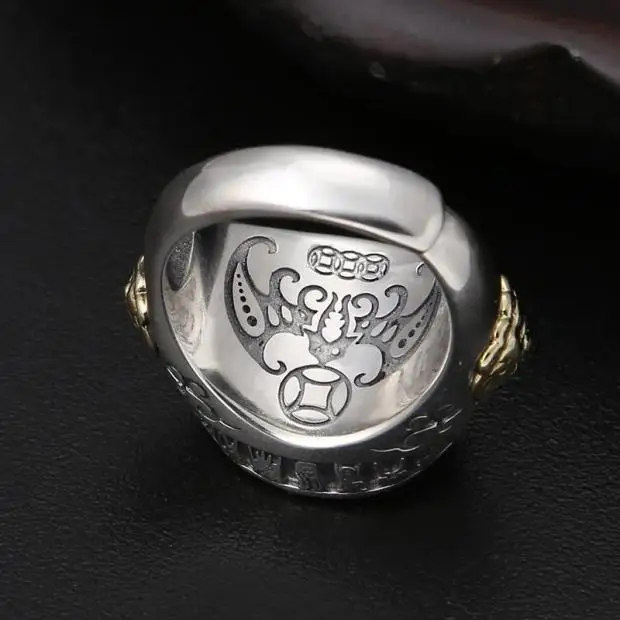 Gossip rotating silver ring 925 silver and stone retro openings for men and women marcasite ring transfer personality