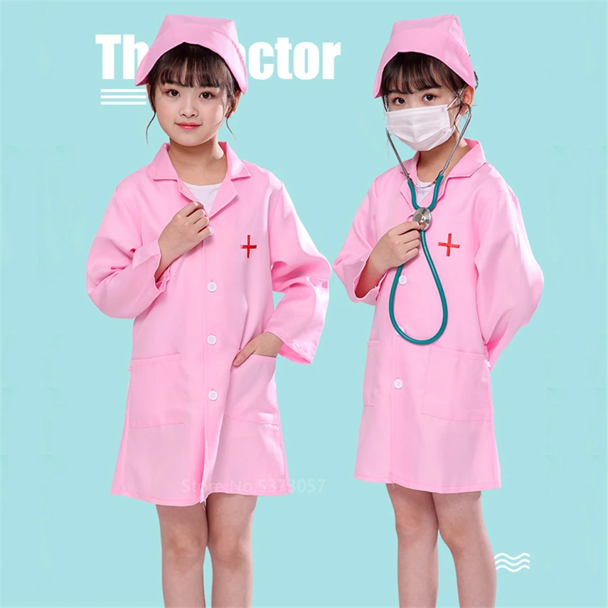 Costumes de Cosplay d'halloween pour enfants, uniforme de travail de Simulation pour enfants, manteau croisé pour bébés filles et garçons, ensemble de jouets chirurgicaux, fête fantaisie d'anniversaire