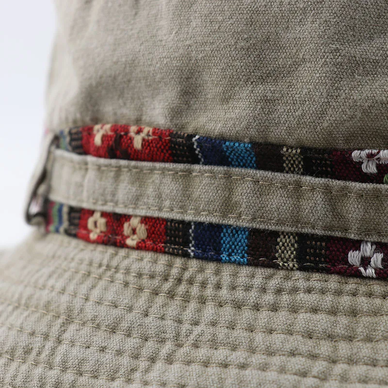 CAMOLAND-sombreros de sol con protección UV para hombre y mujer, gorro de cubo de algodón con diseño de cinta Floral, gorros de playa para