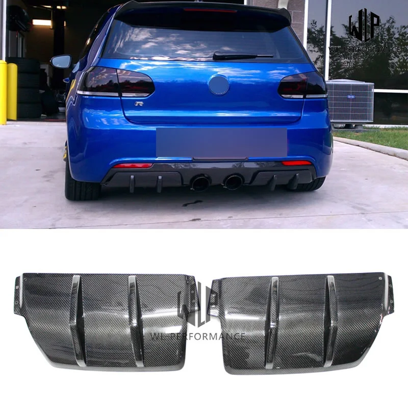 Golf 6 R20 Two Pieces High Quality Carbon Fiber Rear Bumper Lip Diffuser Car Styling for Volkswagen Golf 6 R20 Car Body Kit 2012