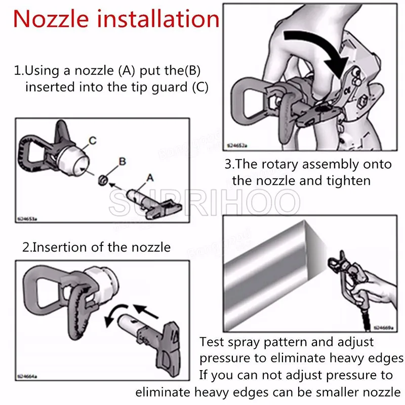 Suprihoo Fine Finish Low Pressure 1-6 Series Airless Tips Nozzle With 7/8 Nozzle Guard For Airless Paint Spray Sprayer Gun