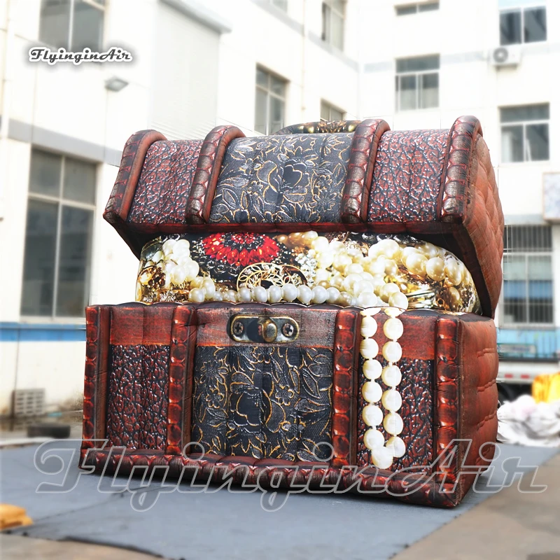 

Customized Huge Inflatable Treasure Chest Replica 4.5m Advertising Air Blown Strong Box Model Full Of Gems For Club Theme Show