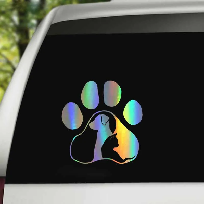 HungMieh Car Stickers Cat Paw Print and Love The Dog Paw Print Motorcycles Decoration Stickers and Decals