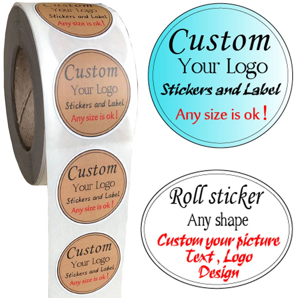 300pcs roll Custom Sticker and Customized Logos Wedding Birthday Baptism Stickers Design Your Own Stickers Personalize Stickers