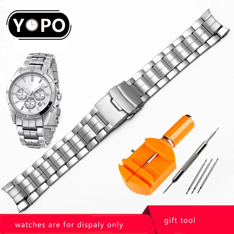 Yopo Replacement Strap EF-544 Stainless Steel Watchband 22mm Silver Bracelet Arc Interface Men's Watch Accessories