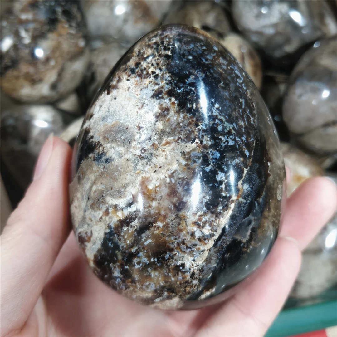 Natural Grey Opal Egg Worry Stone Skin Massage Crystal Minerals Home Decoration Accessories Gift Folk Crafts