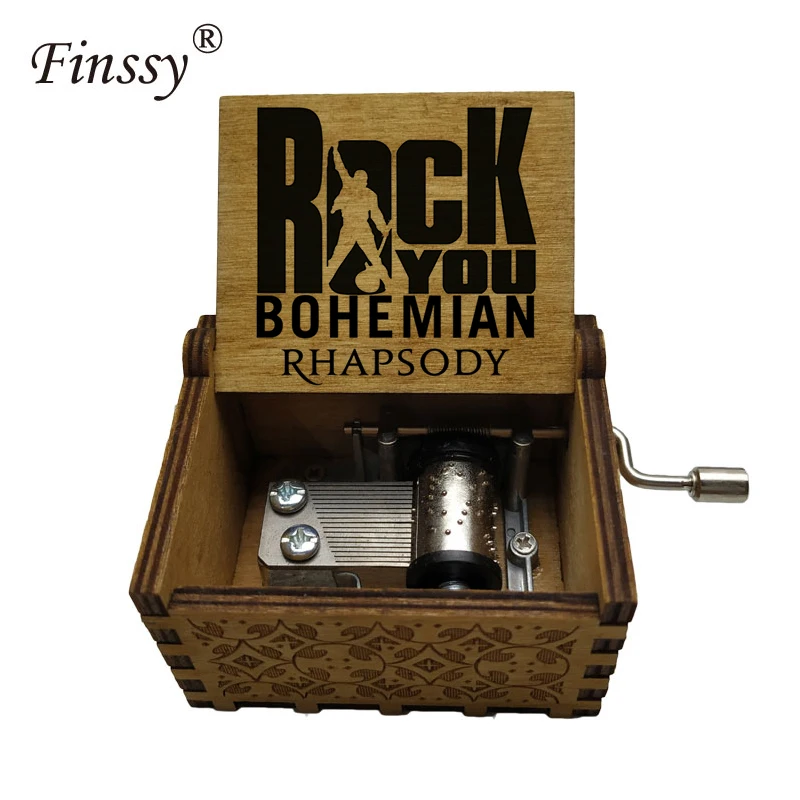 color print Music Box Wooden Hand ed Custom Song Bohemian Rhapsody music theme 2021 New arrival fans students gift