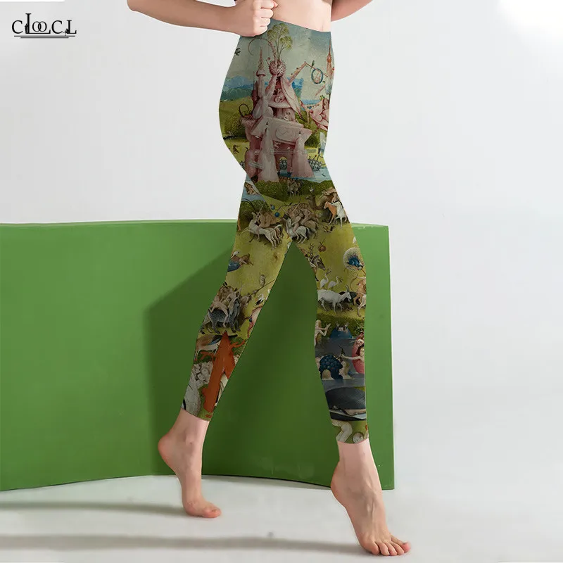 CLOOCL Legging Wanita Celana Yoga Gambar Seni Agama EUR Legging 3D Elastisitas Pinggang Tinggi untuk Wanita Celana Kebugaran