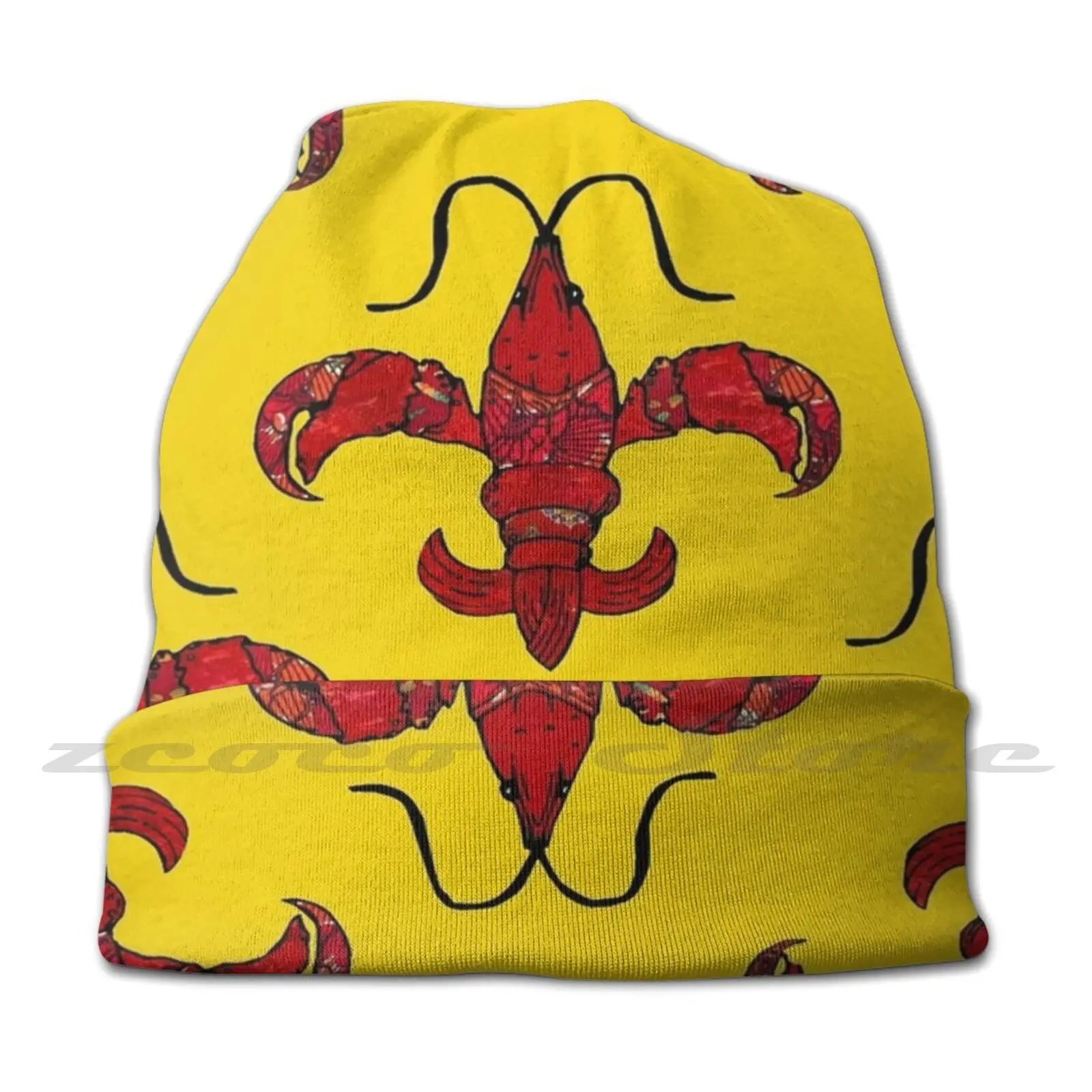 Afrobatik Crawdlis Tile Diy Pullover Cap Knit Hat Plus Size Keep Warm Elastic Soft Crawfish Art Crawdlis Fleur D Lis New