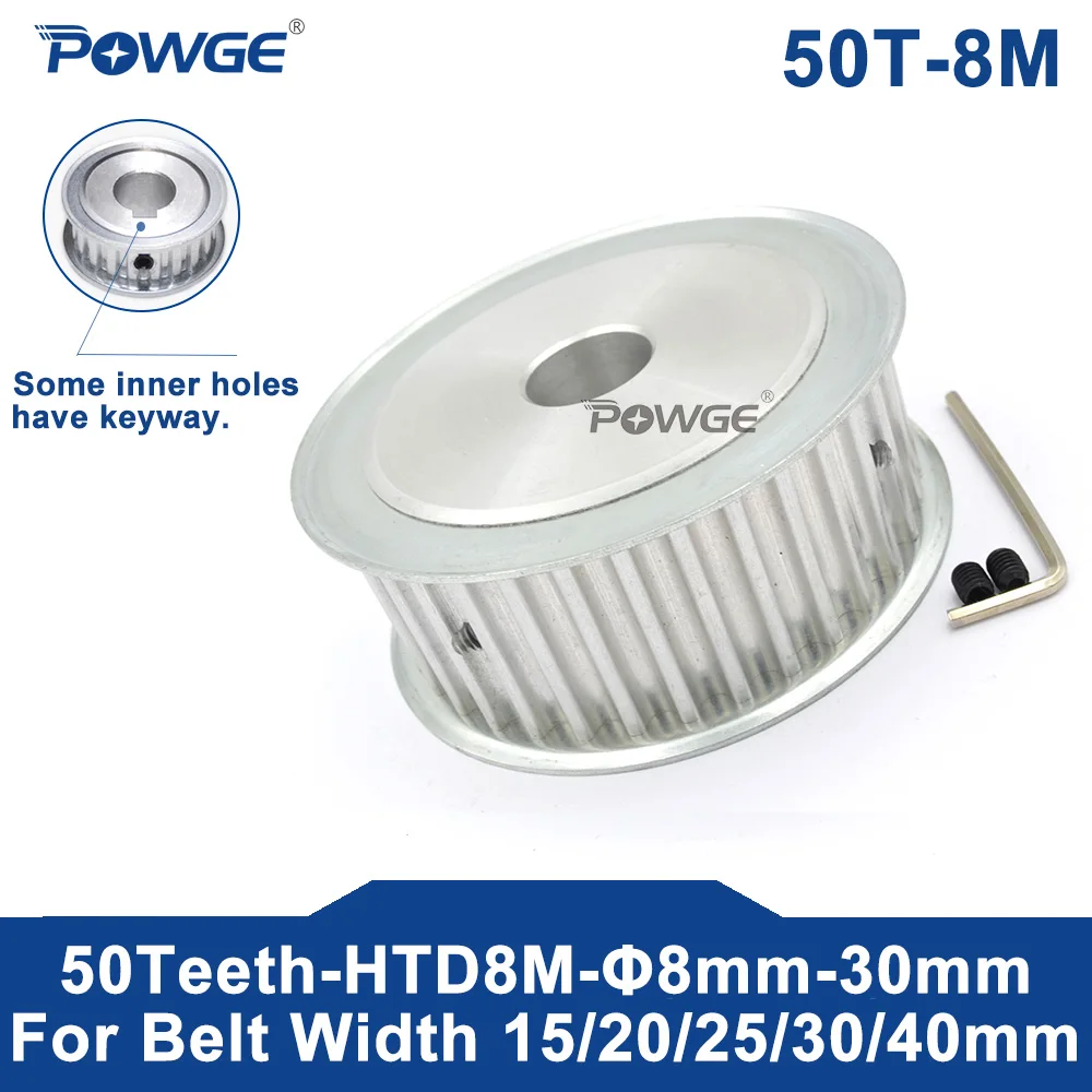 

POWGE Arc HTD 8M 50 Teeth Timing Synchronous Pulley Keyway Bore 19-28mm for Belt Width 25/30mm HTD8M 50-8M AF 50T 50Teeth