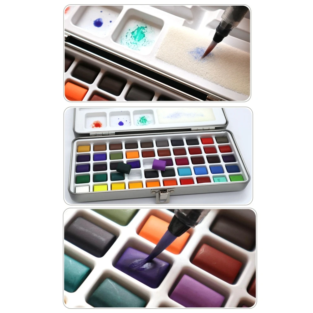 Portable 50 Color Solid Paint Set Pigment for Kids Drawing