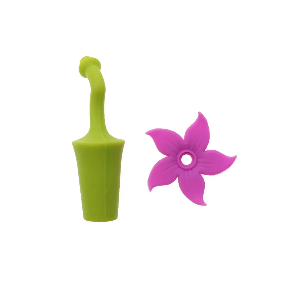 Silicone world Bauhinia Flower Silicone Wine Stopper  Vacuum Red Wine Bottle Stopper Sealed Champagne Drinks Wine Stopper Tools