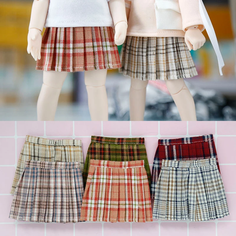 

Doll Blyth Clothes lattice Pleated Skirt for ob24,Azone,Licca Dress Doll Accessories Clothing for 1/6 dolls skirt