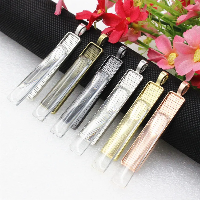 Fit 10x50mm Rechthoekige Cabochons Hanger Vintage Lade Cameo Frame bezel Instellingen Voor DIY Maken accessoires 6pcs k06172