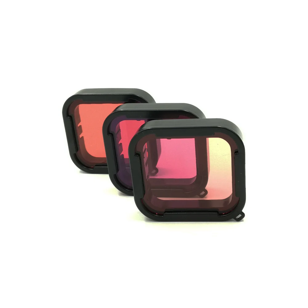 3-Pack filtr do nurkowania pod wodą czerwony Magenta do nurkowania kolorowe filtry do GoPro HERO 5 6 7 czarny garnitur obudowa futerał na obiektyw