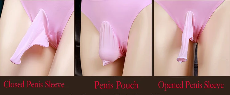 New Sexy sissy lingerie for Men Ice silk Seamless Thong Low waist Tight Penis Pouch Opened Penis Sleeve Plus size gay underwear