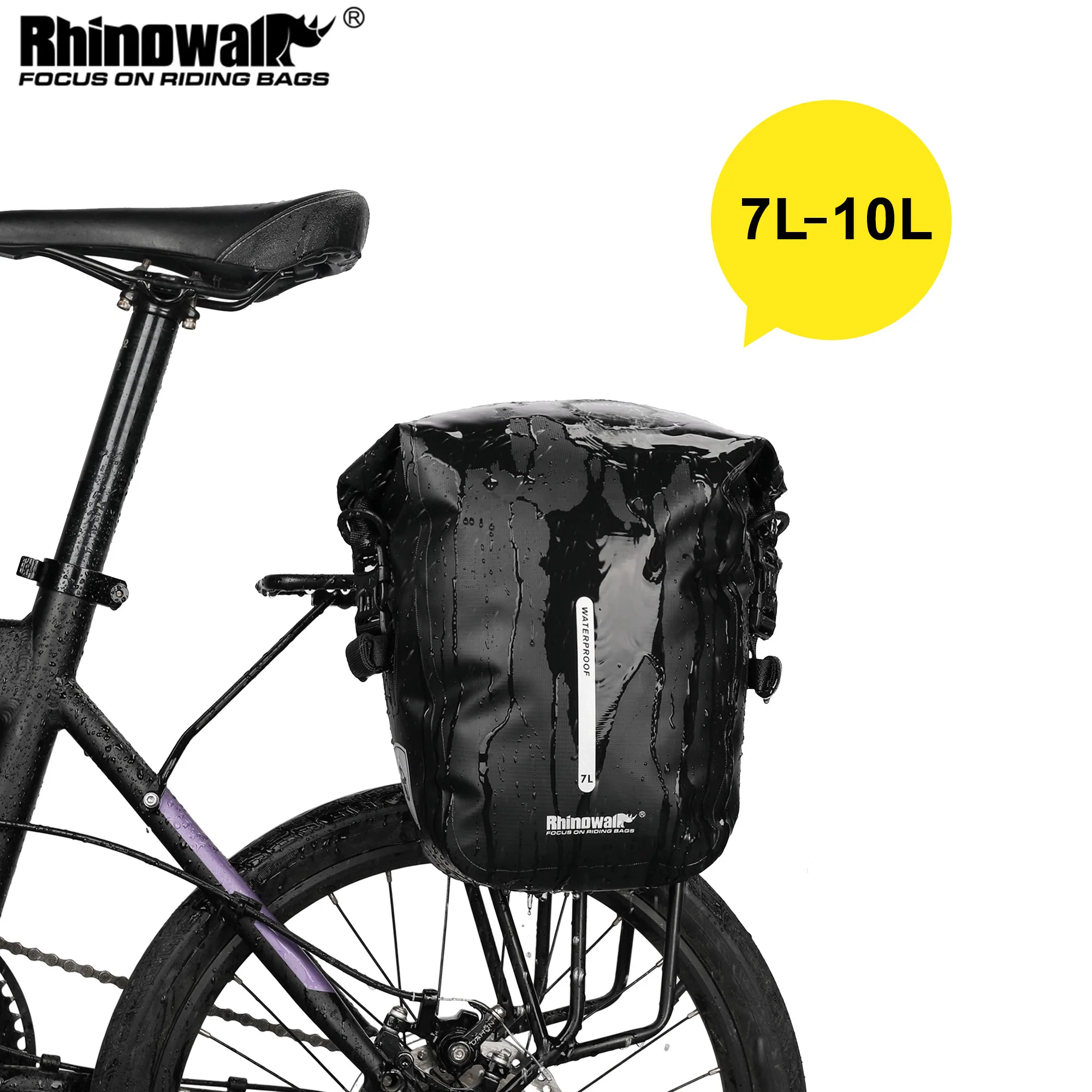 

Rhinowalk Bicycle Bag Waterproof Bike Pannier Bag 7-10L Portable Cycling Rear Seat Trunk Bag MTB Bike Accessories Luggage Carrie