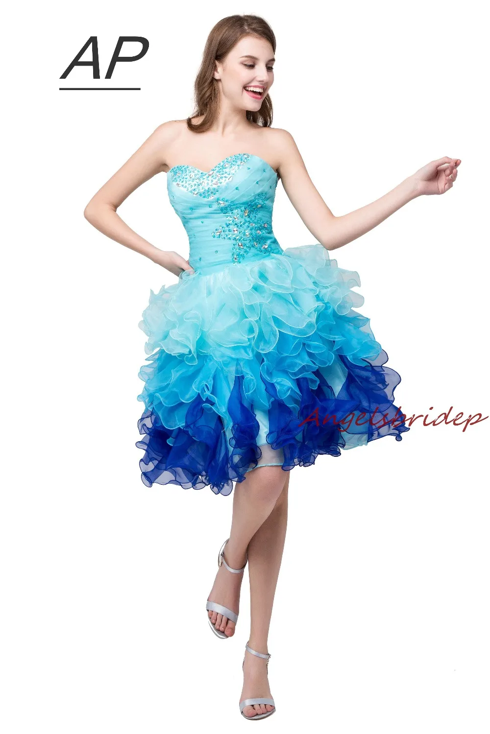 

ANGELSBRIDEP 2 STORE Mix-blue Vestido De Formatura Homecoming Dresses Sweetheart Sweet For Graduation Special Occasion Party