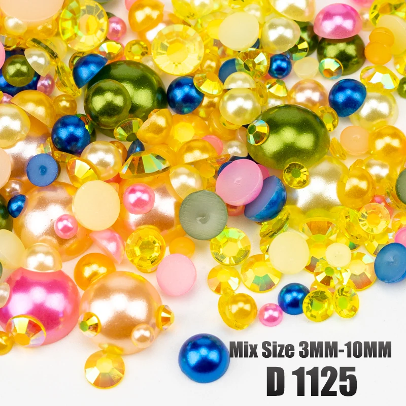 VDD 30/60/200g Gemischte Größen ABS Imitationsperlen Halbrunde Flachrückseitige Perlen AB-Farbe Harz-Strasssteine für Handwerk, Nagelkunst und DIY-Dekoration – Detail 21