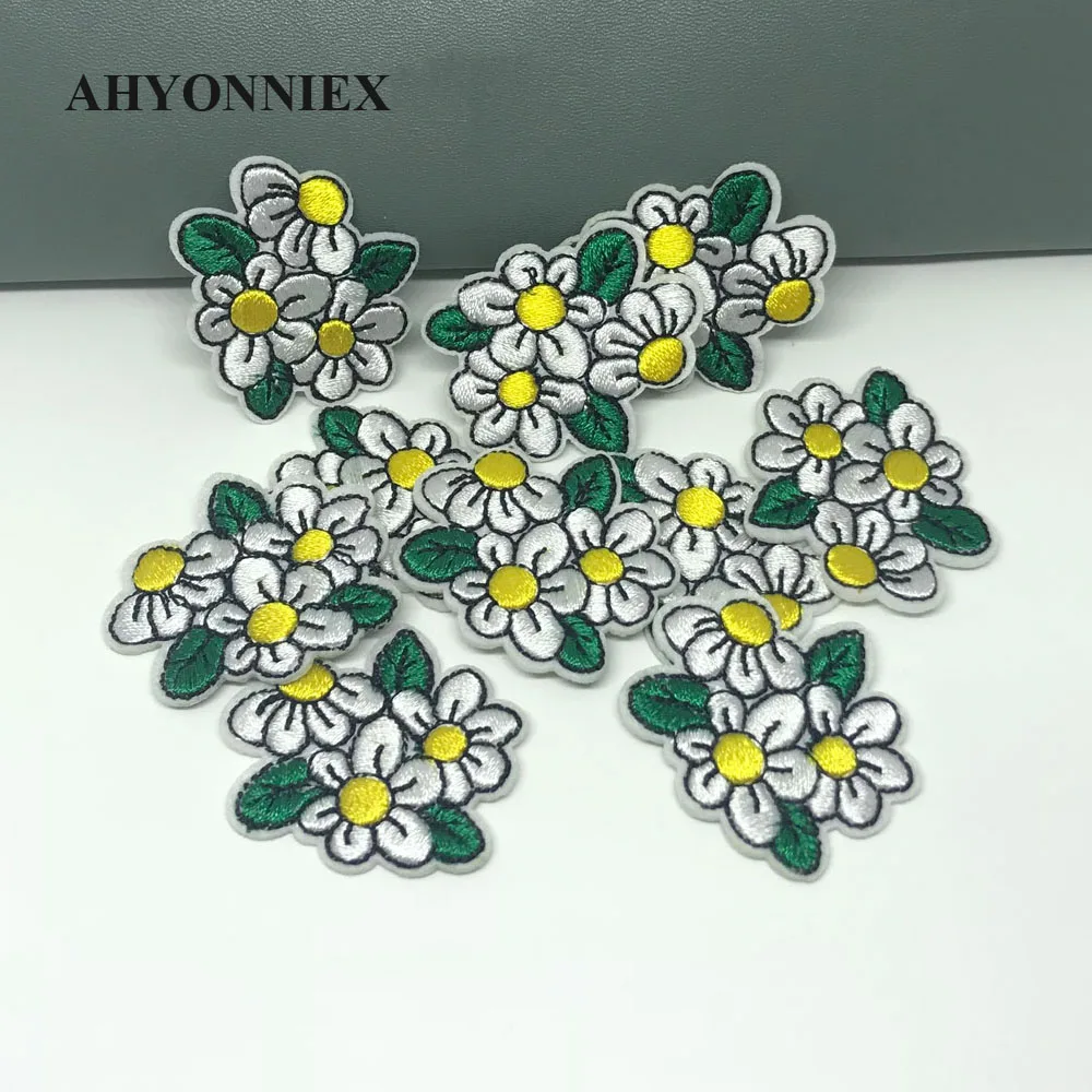 10 Pieces Cheap Cherry Rose Flowers Embroidery Repair Patches Bag Jacket Jeans Iron On Patches for Clothes Small Glue Sticker