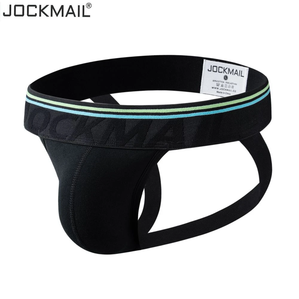 Jockmail Jockstrap Sexy Gay Underwear Men String Homme G String Men Thong Penis Pouch Briefs Slip Cotton Breathable White Black