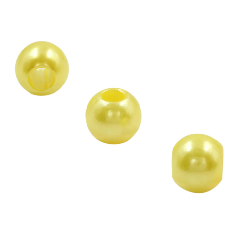 Wholesales 50pcs Yellow Acrylic Shiny Simulated Pearl Rondelle Loose Large Hole Charm Beads Fit European Jewelry Bracelet