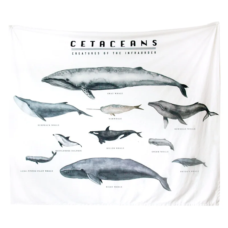 Ins Nordic hanging cloth Cetaceans of the Infraorder Ocean Whale High Pixel Art Decorative Tapestries Wall Hanging Decor Gift