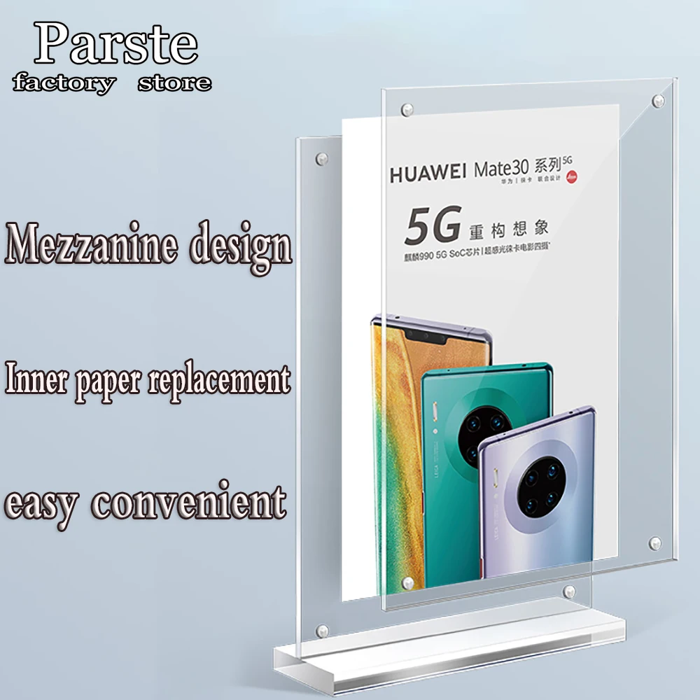 Imagem -05 - Suporte de Plástico de Dois Lados para Cartões Suporte de Papelão Acrílico Transparente para Menu Porta Cartões de Mensagens de Mesa Vertical