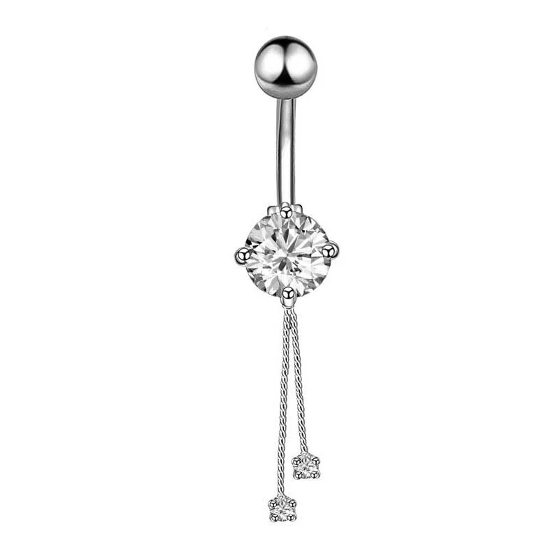 Surgical Steel Latest medical stainless steel zircon hanging navel piercing Bohemia Long Dangle Belly Button Rings