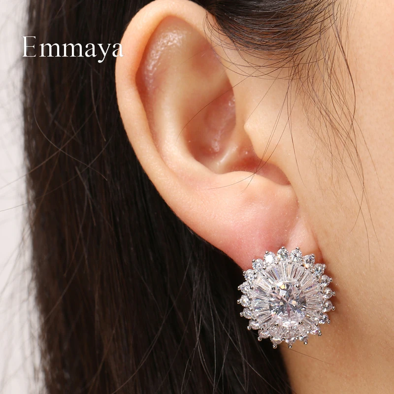 Emmaya New Fashion Cute Sunflower Appearance Noble Earring With AAA Zirconia Delicate Jewelry Women&Girls Charming Choice Gift