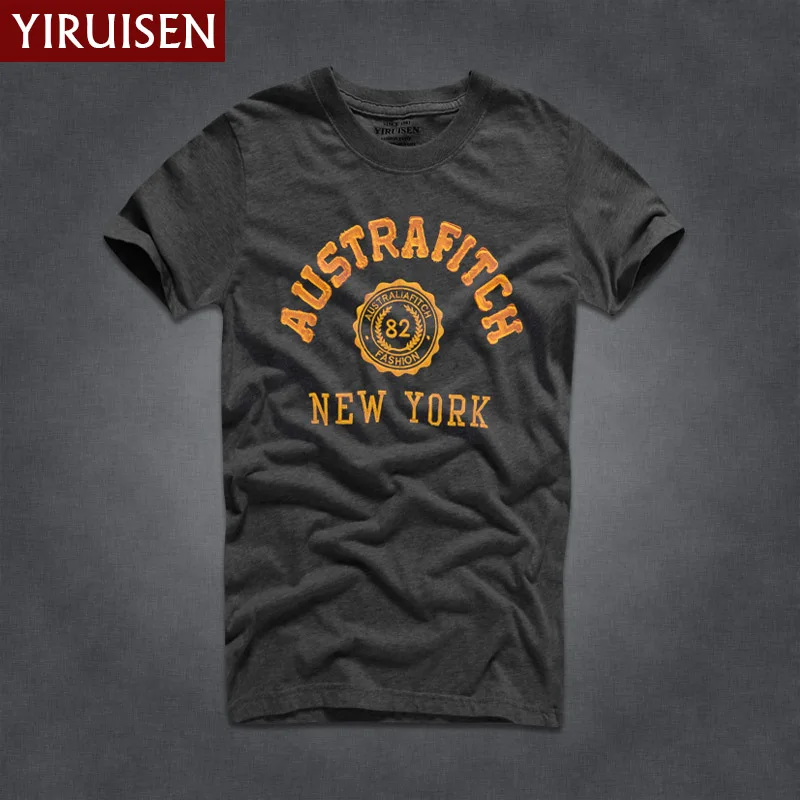 100% Cotton Mens T-Shirt Summer YIRUISEN Brand Embroidery Tees Homme O-Neck Short Sleeve Vintage Male Casual Style Soft Clothing