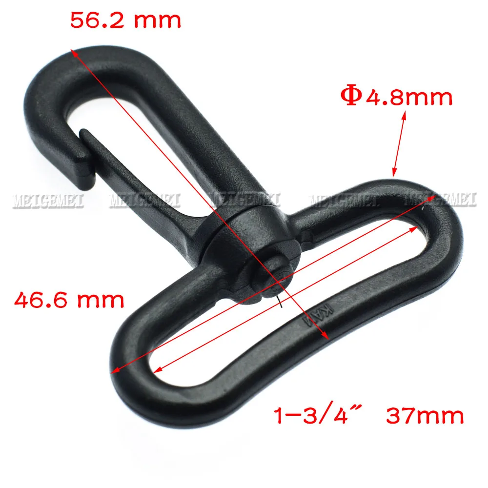 5pcs Plastic Snap Hooks Rotary Swivel Backpack Buckles Strap buckle Webbing 20mm 25mm 31mm 38mm Backpack accessories Black