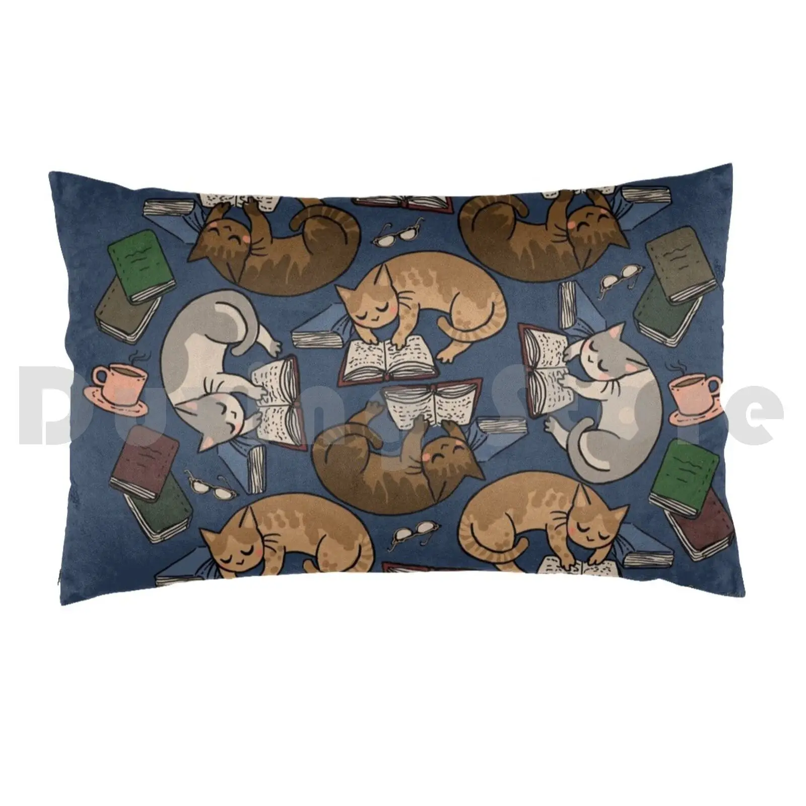 Book Cats Pillow Case Printed 35x50 Book Books Reading Literature Cat Cats Pets Animal Fun Cute Quirky