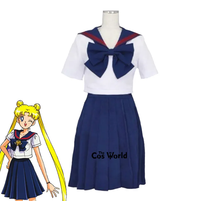 Moon Tsukino Usagi School Uniform Sailor Suit Tops Skirt Outfit Anime Customize Cosplay Costumes