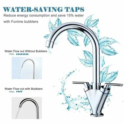 Kitchen Sink Mixer Basin Tap Swivel Chrome Waterfall Faucet Twin Dual Lever Taps